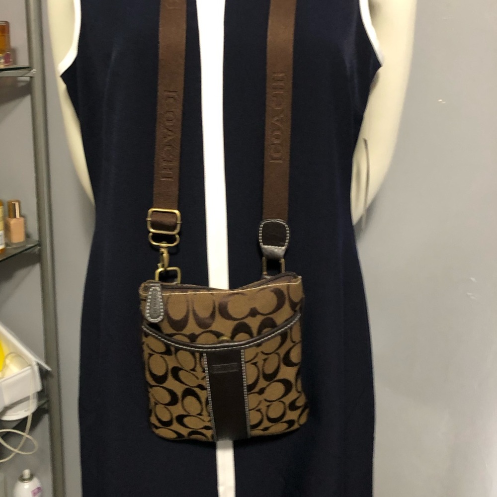 Authentic Coach signature canvas crossbody